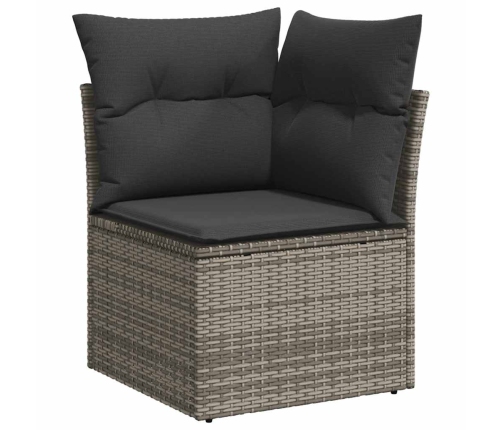 Set de sofás de jardín con cojines 9 pzas ratán sintético gris