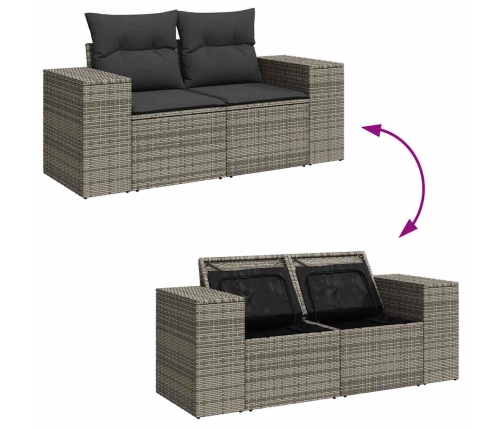Set de sofás de jardín con cojines 9 pzas ratán sintético gris