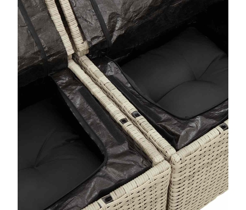Set muebles jardín 9 pzas y cojines ratán sintético gris claro