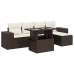 Set sofás de jardín 6 piezas y cojines ratán sintético marrón