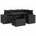 Set de muebles de jardín 5 pzas y cojines ratán sintético negro