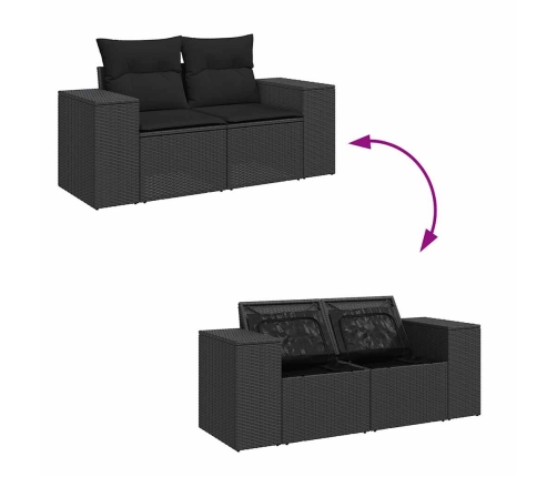 Set de muebles de jardín 5 pzas y cojines ratán sintético negro