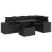 Set de sofás de jardín 6 piezas y cojines ratán sintético negro