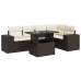 Set sofás de jardín 6 piezas y cojines ratán sintético marrón