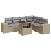 Set sofás de jardín 7 piezas y cojines ratán sintético beige