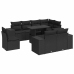 Set de sofás de jardín con cojines 9 pzas ratán sintético negro