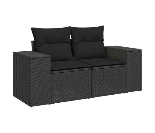 Set de sofás de jardín con cojines 9 pzas ratán sintético negro