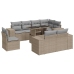 Set de sofás de jardín con cojines 9 pzas ratán sintético beige