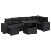Set de sofás de jardín y cojines 8 piezas ratán sintético negro