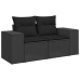 Set de sofás de jardín y cojines 8 piezas ratán sintético negro
