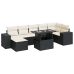 Set de sofás de jardín y cojines 8 piezas ratán sintético negro