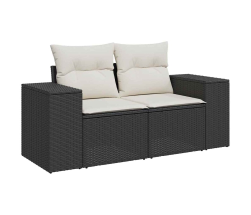 Set de sofás de jardín y cojines 8 piezas ratán sintético negro