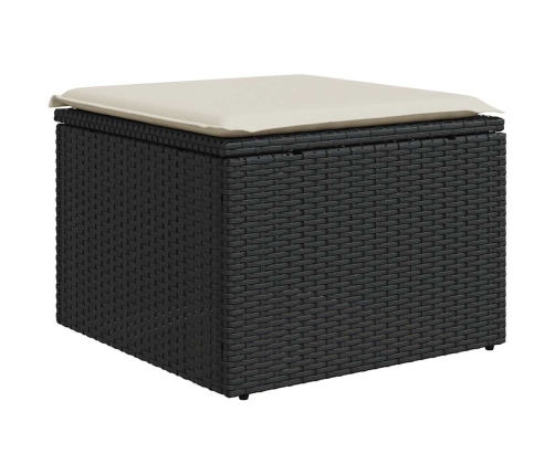 Set de sofás de jardín y cojines 8 piezas ratán sintético negro