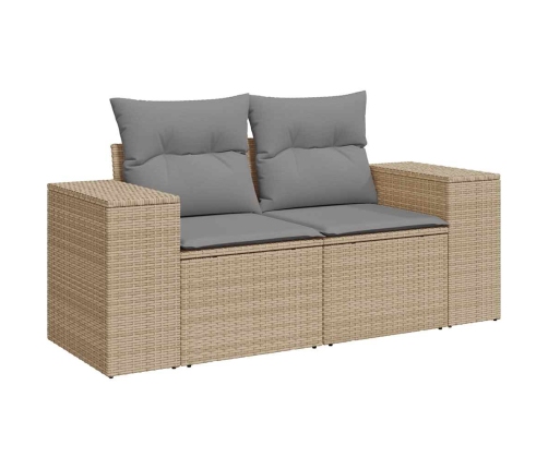 Set de sofás de jardín y cojines 8 piezas ratán sintético beige