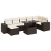 Set sofás de jardín 8 piezas y cojines ratán sintético marrón