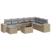 Set de sofás de jardín con cojines 9 pzas ratán sintético beige