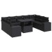Set de sofás de jardín y cojines 10 pzas ratán sintético negro