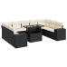 Set de sofás de jardín y cojines 10 pzas ratán sintético negro