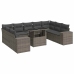 Set de sofás de jardín y cojines 10 pzas ratán sintético gris