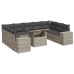 Set sofás jardín 10 pzas con cojines ratán sintético gris claro