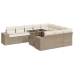 Set de sofás de jardín 11pzas con cojines ratán sintético beige