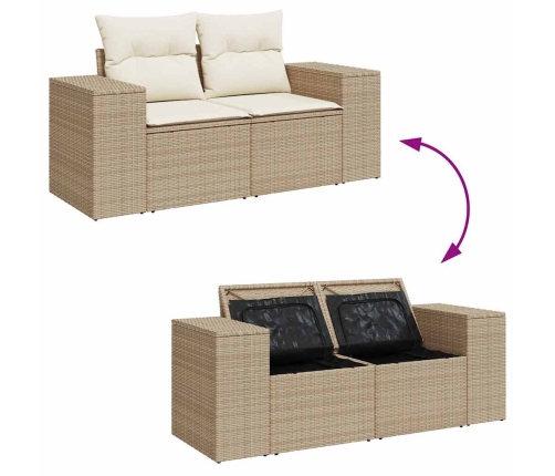 Set de sofás de jardín 11pzas con cojines ratán sintético beige