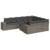 Set de sofás de jardín 11 pzas y cojines ratán sintético gris