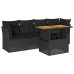 Set de muebles de jardín 5 pzas y cojines ratán sintético negro
