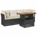 Set de muebles de jardín 5 pzas y cojines ratán sintético negro