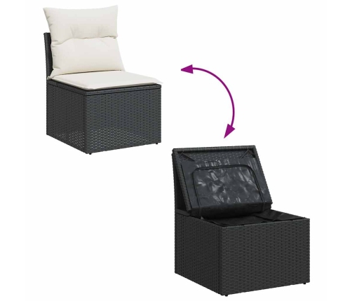 Set de muebles de jardín 5 pzas y cojines ratán sintético negro
