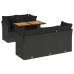 Set de sofás de jardín 6 piezas y cojines ratán sintético negro