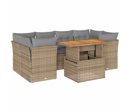 Set sofás de jardín 7 piezas y cojines ratán sintético beige
