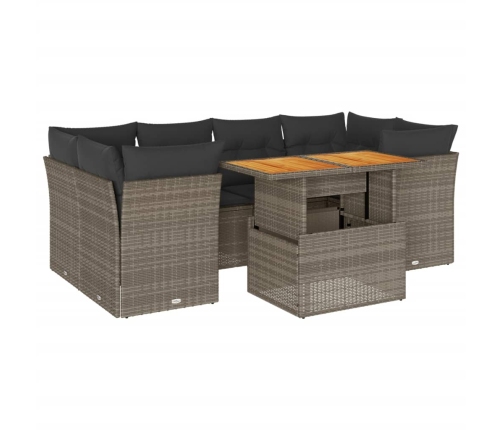 Set de sofás de jardín 7 pzas con cojines ratán sintético gris