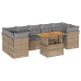 Set de sofás de jardín y cojines 8 piezas ratán sintético beige