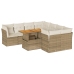 Set de sofás de jardín con cojines 9 pzas ratán sintético beige