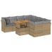 Set de sofás de jardín con cojines 9 pzas ratán sintético beige