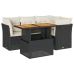 Set de muebles de jardín 5 pzas y cojines ratán sintético negro