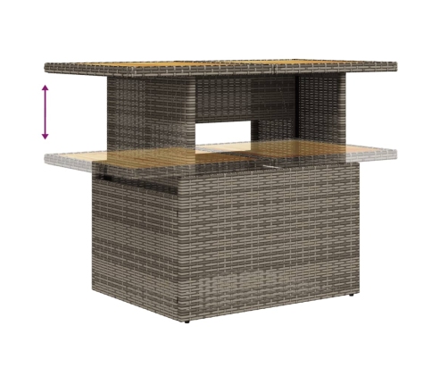Set de muebles de jardín 6 pzas y cojines ratán sintético gris