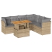 Set sofás de jardín 7 piezas y cojines ratán sintético beige