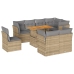 Set de sofás de jardín con cojines 9 pzas ratán sintético beige