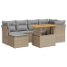 Set sofás de jardín 7 piezas y cojines ratán sintético beige