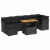 Set de sofás de jardín y cojines 8 piezas ratán sintético negro