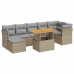 Set de sofás de jardín y cojines 8 piezas ratán sintético beige