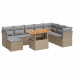 Set de sofás de jardín con cojines 9 pzas ratán sintético beige