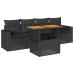 Set de muebles de jardín 5 pzas y cojines ratán sintético negro
