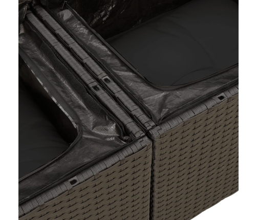 Set de muebles de jardín 5 pzas y cojines ratán sintético negro