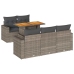 Set de muebles de jardín 6 pzas y cojines ratán sintético gris