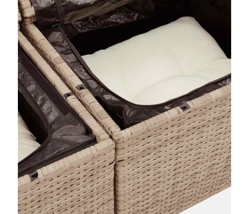 Set sofás de jardín 7 piezas y cojines ratán sintético beige