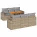 Set sofás de jardín 7 piezas y cojines ratán sintético beige