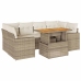 Set sofás de jardín 7 piezas y cojines ratán sintético beige